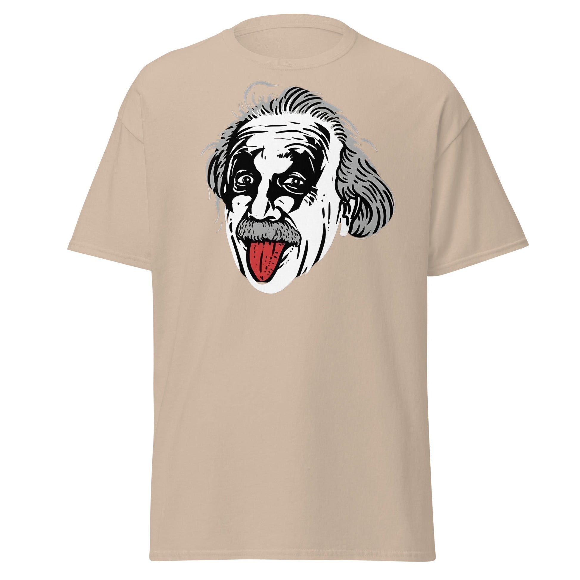 Einstein Tongue Out T-Shirt – Iconic Science Genius Tee - Sand - T-Shirts Online