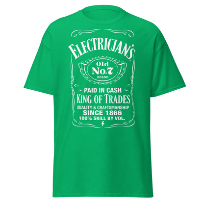 Electrician King of Trades Whiskey Label T-Shirt - Irish Green - T-Shirts Online