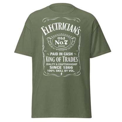 Electrician King of Trades Whiskey Label T-Shirt - Military Green - T-Shirts Online