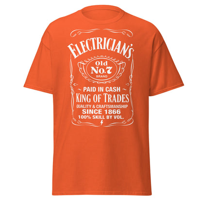 Electrician King of Trades Whiskey Label T-Shirt - Orange - T-Shirts Online