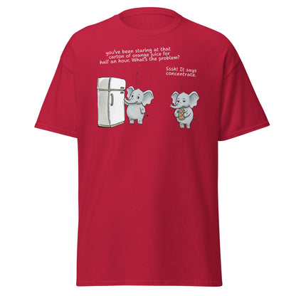 Elephant "Concentrate" Funny Juice Pun T-Shirt - Cardinal - T-Shirts Online
