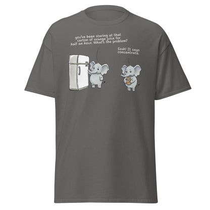 Elephant "Concentrate" Funny Juice Pun T-Shirt - Charcoal - T-Shirts Online