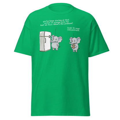 Elephant "Concentrate" Funny Juice Pun T-Shirt - Irish Green - T-Shirts Online