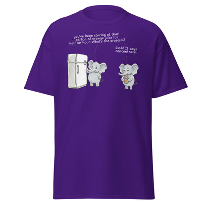 Elephant "Concentrate" Funny Juice Pun T-Shirt - Purple - T-Shirts Online