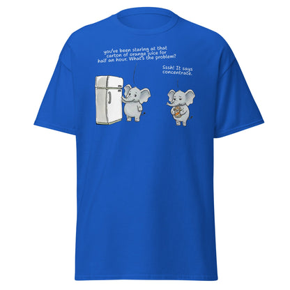 Elephant "Concentrate" Funny Juice Pun T-Shirt - Royal - T-Shirts Online