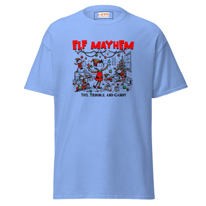 Elf Mayhem | Christmas Tee - Carolina Blue - T-Shirts Online