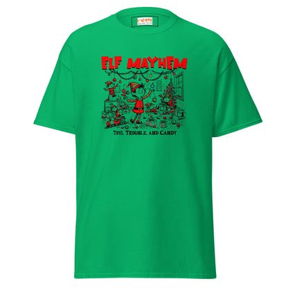 Elf Mayhem | Christmas Tee - Irish Green - T-Shirts Online