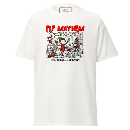 Elf Mayhem | Christmas Tee - White - T-Shirts Online