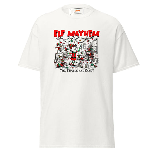 Elf Mayhem | Christmas Tee - White - T-Shirts Online