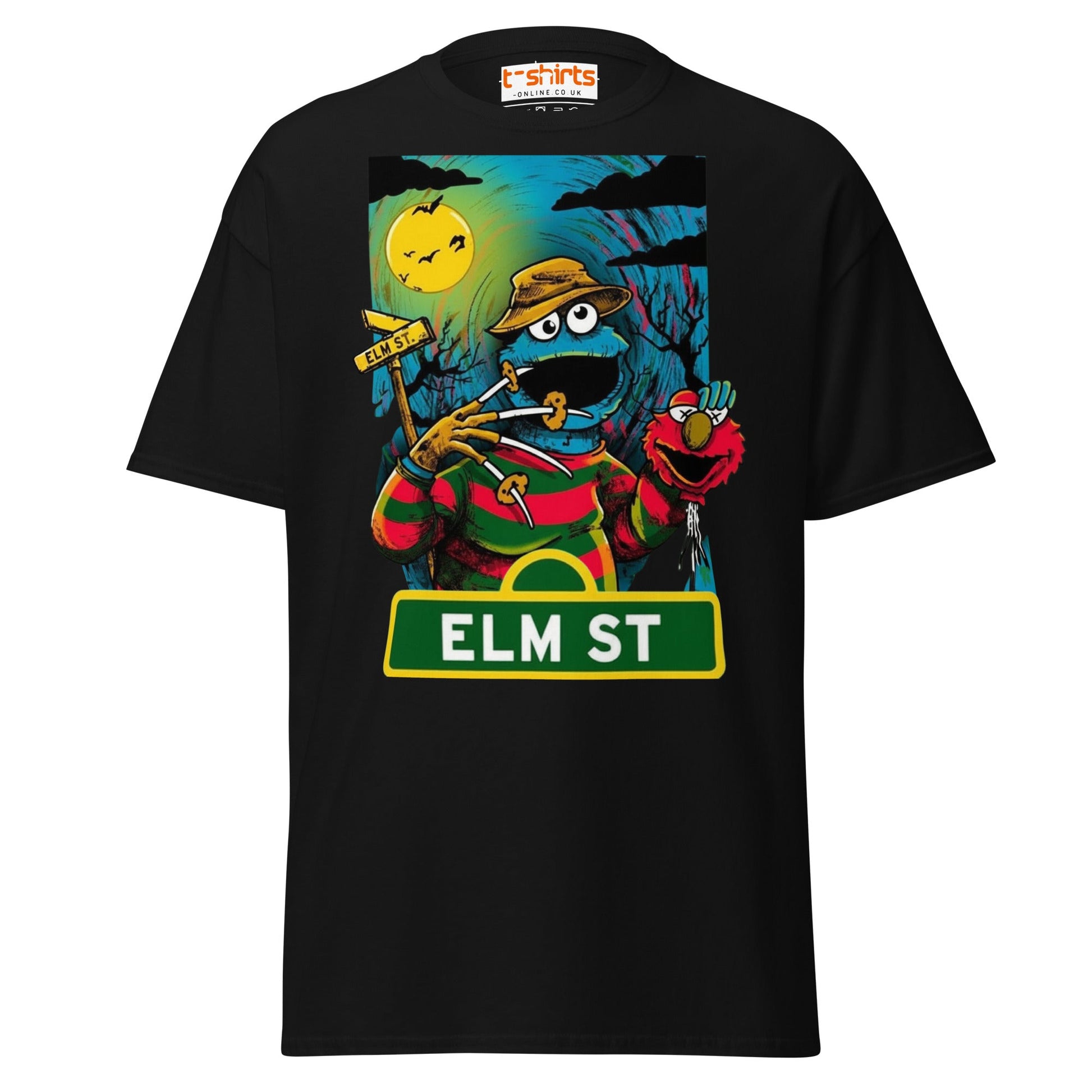 Elm Street Monster T-Shirt – Funny Horror Parody Tee - Black - T-Shirts Online