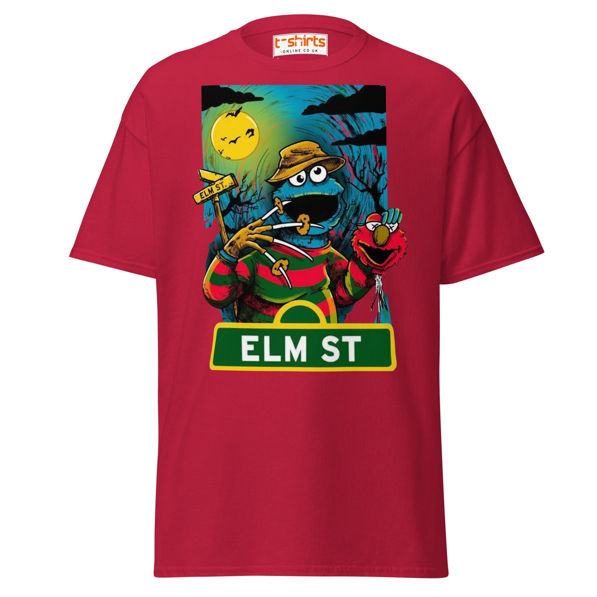 Elm Street Monster T-Shirt – Funny Horror Parody Tee - Cardinal - T-Shirts Online