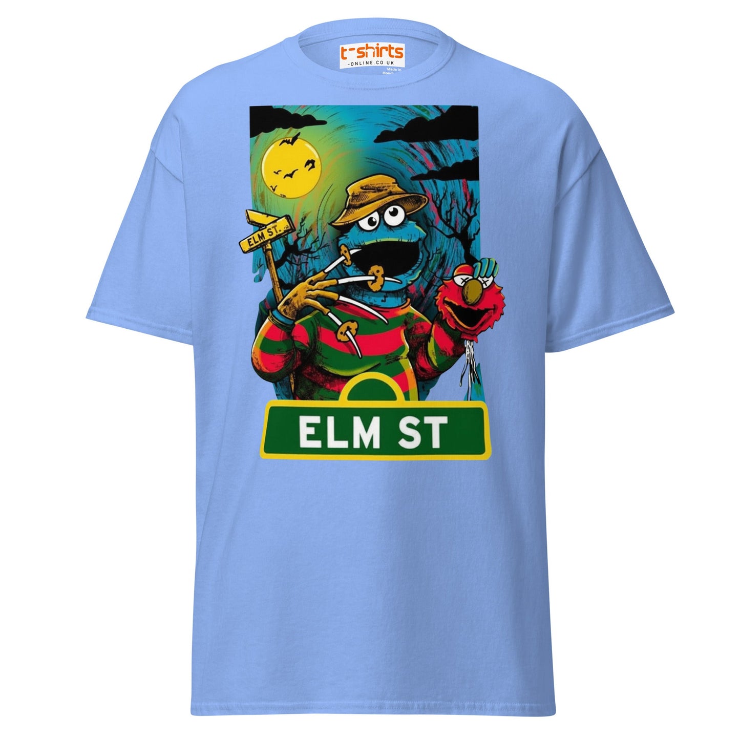 Elm Street Monster T-Shirt – Funny Horror Parody Tee - Carolina Blue - T-Shirts Online