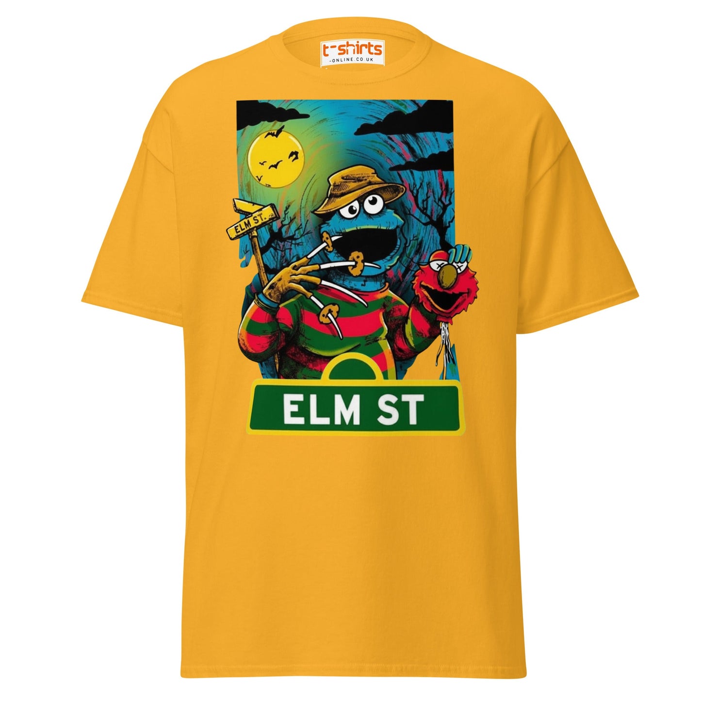 Elm Street Monster T-Shirt – Funny Horror Parody Tee - Gold - T-Shirts Online
