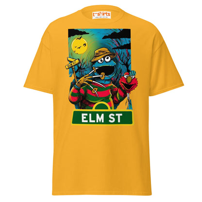 Elm Street Monster T-Shirt – Funny Horror Parody Tee - Gold - T-Shirts Online