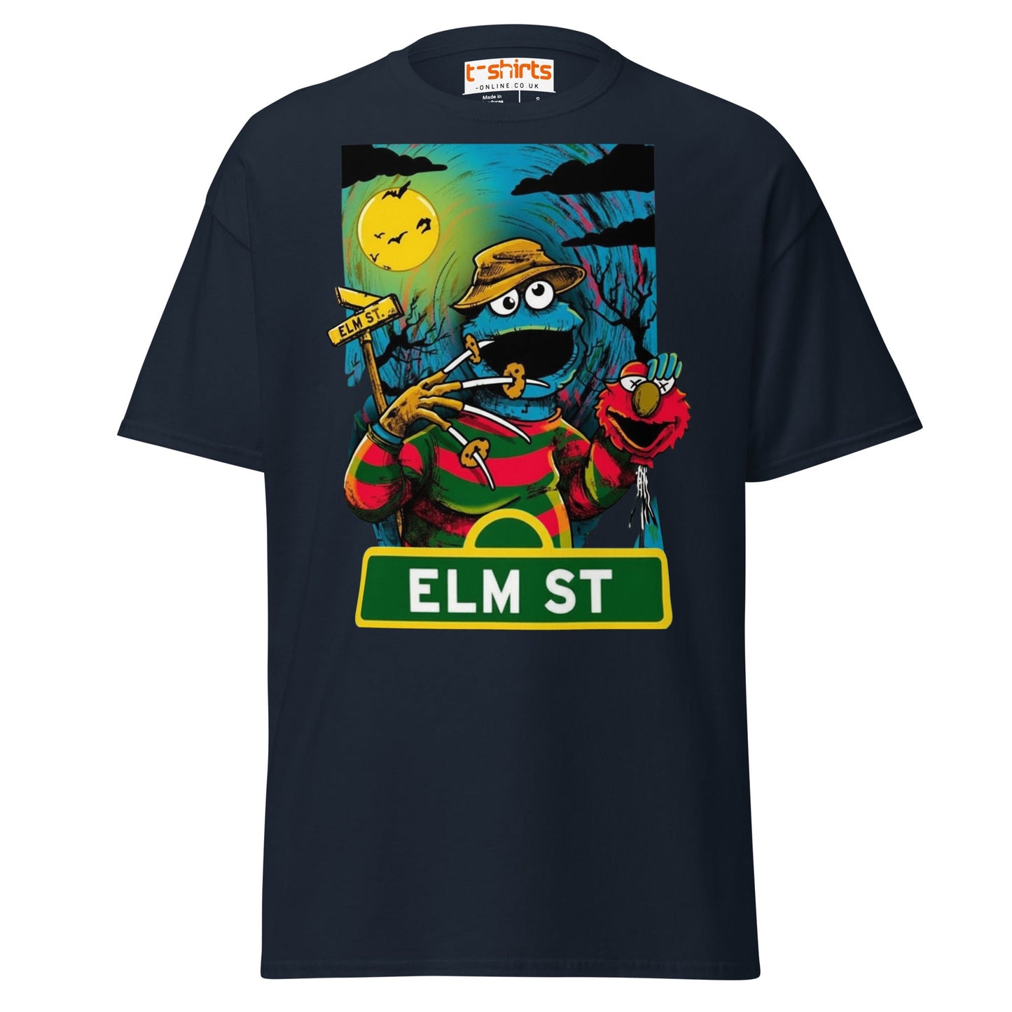 Elm Street Monster T-Shirt – Funny Horror Parody Tee - Navy - T-Shirts Online