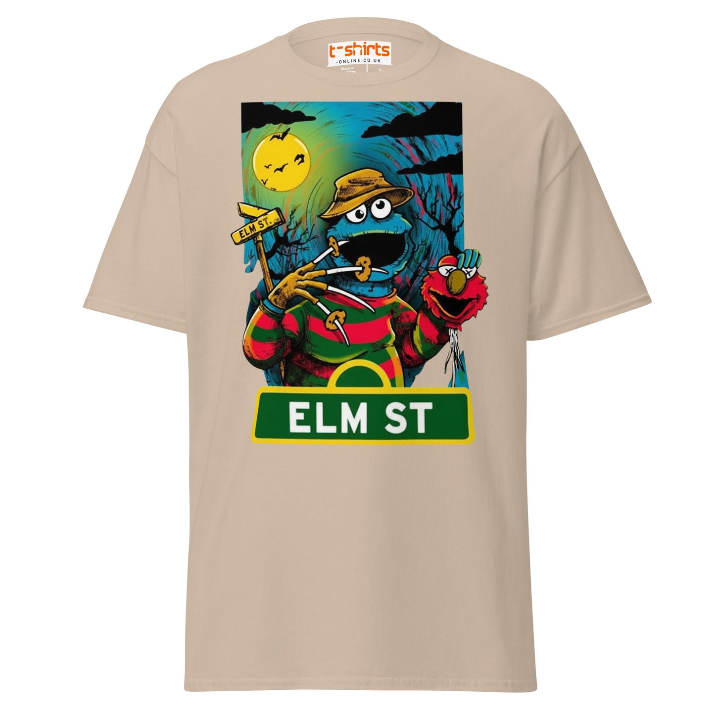 Elm Street Monster T-Shirt – Funny Horror Parody Tee - Sand - T-Shirts Online
