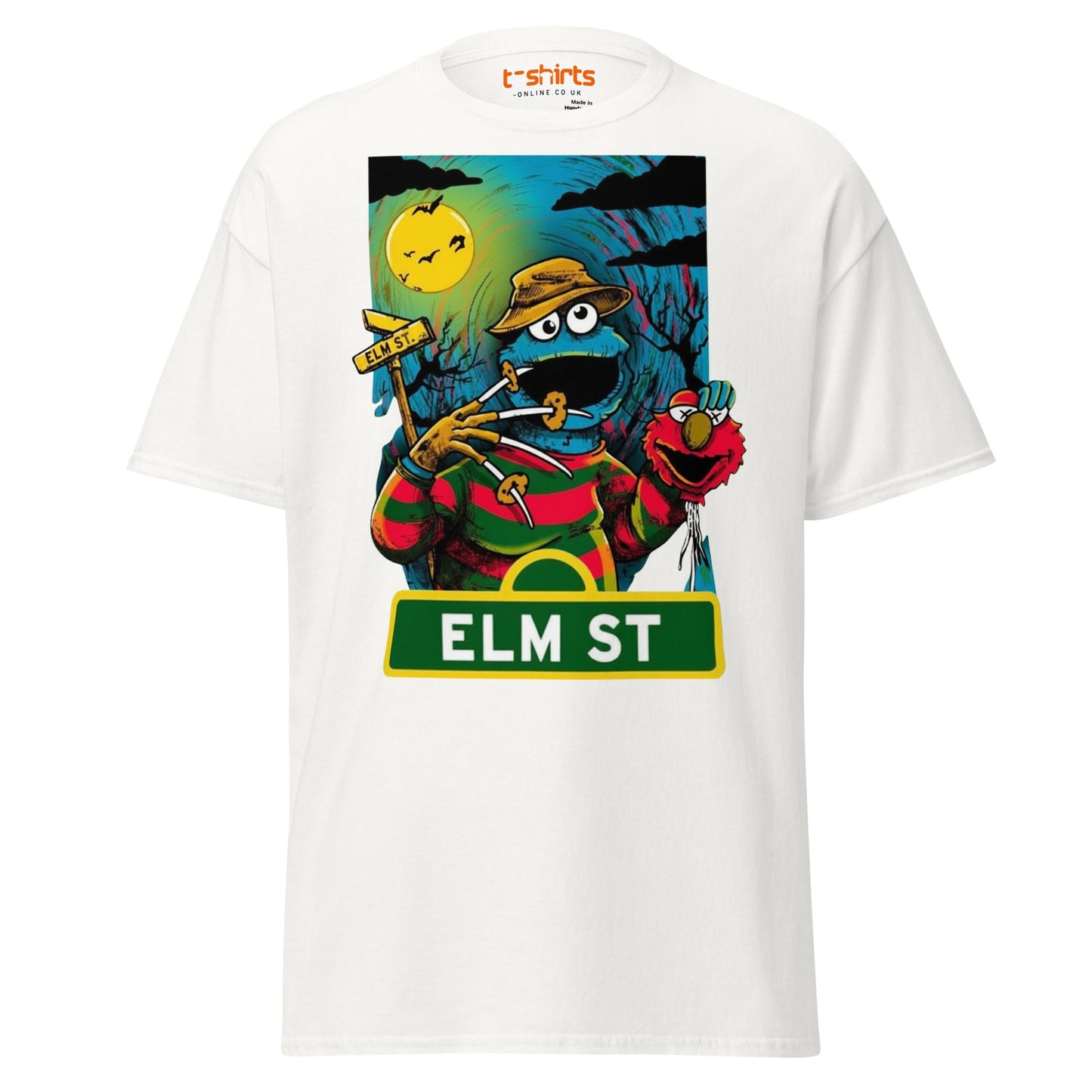 Elm Street Monster T-Shirt – Funny Horror Parody Tee - White - T-Shirts Online