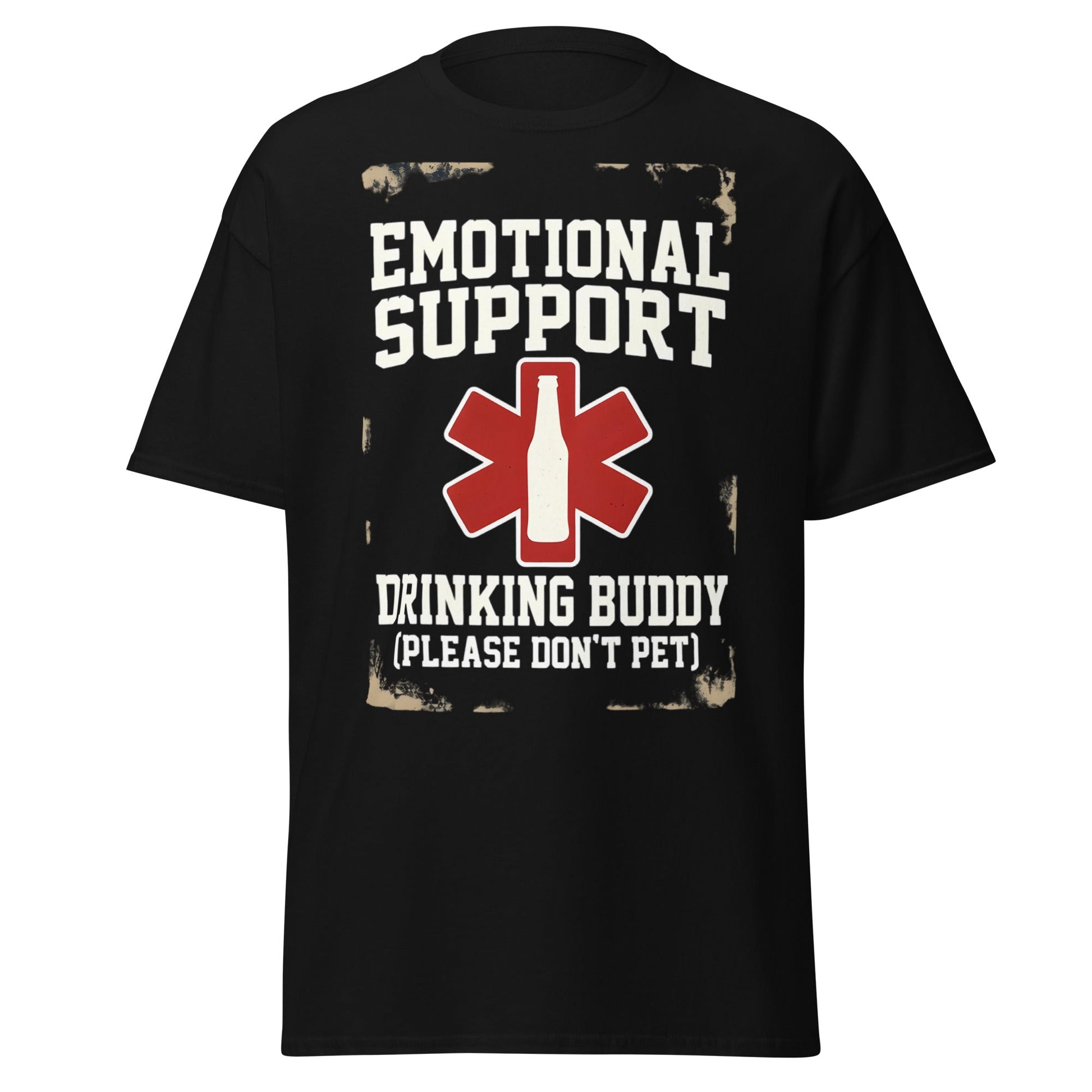 Emotional Support Drinking Buddy T-Shirt - Funny Beer Tee - Black - T-Shirts Online
