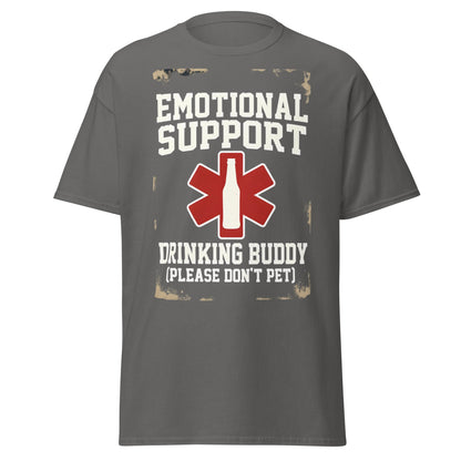 Emotional Support Drinking Buddy T-Shirt - Funny Beer Tee - Charcoal - T-Shirts Online