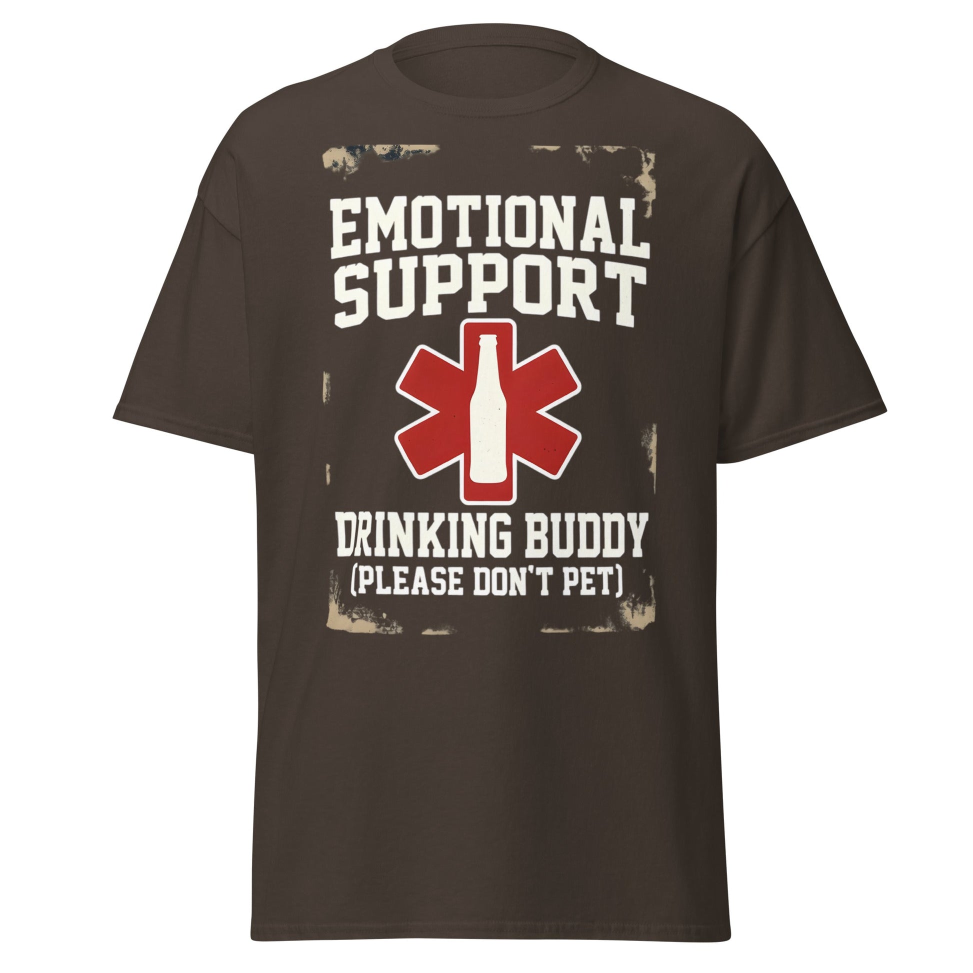 Emotional Support Drinking Buddy T-Shirt - Funny Beer Tee - Dark Chocolate - T-Shirts Online