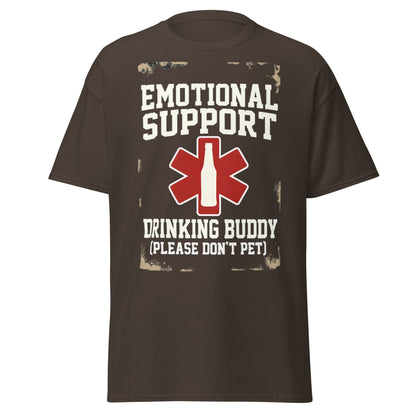Emotional Support Drinking Buddy T-Shirt - Funny Beer Tee - Dark Chocolate - T-Shirts Online