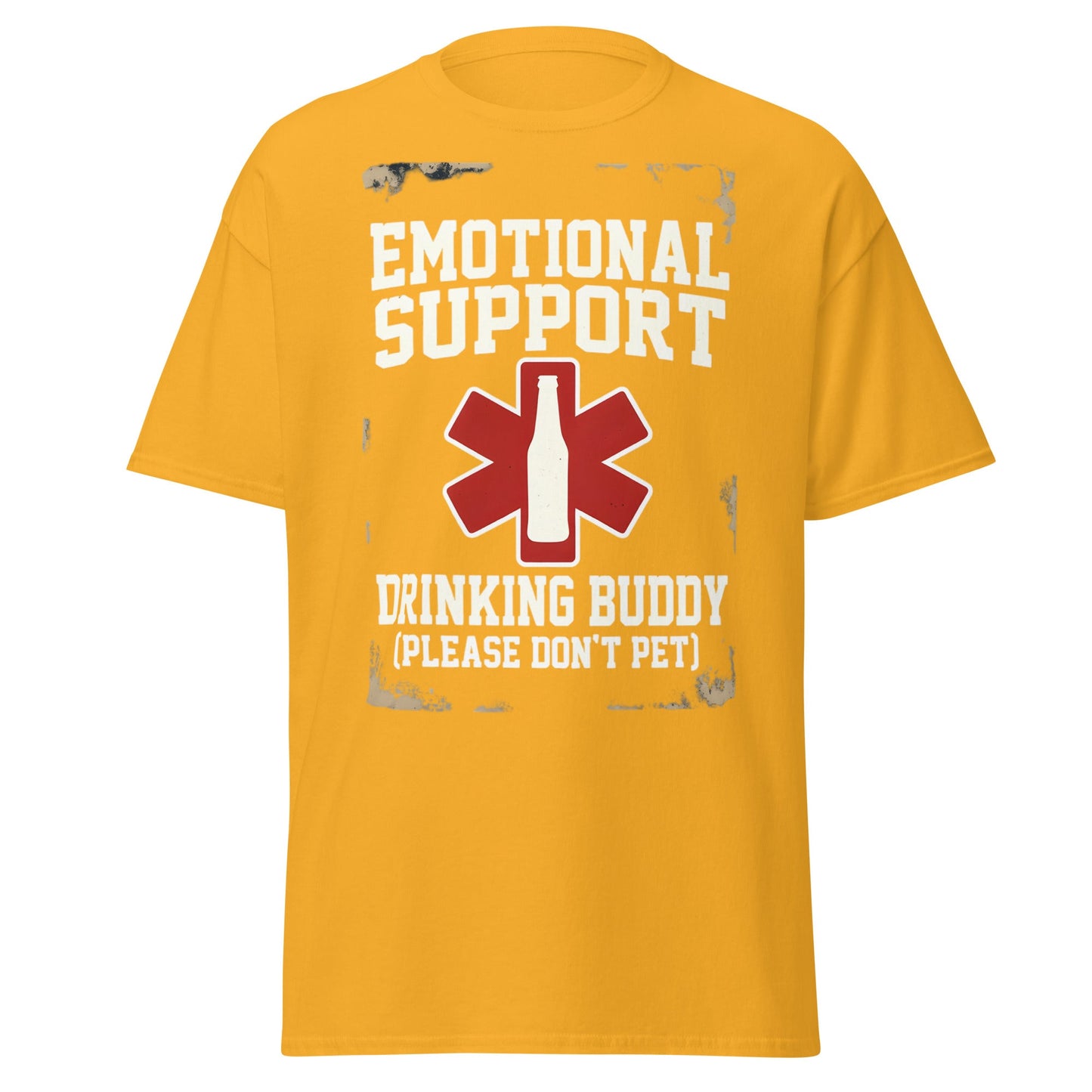 Emotional Support Drinking Buddy T-Shirt - Funny Beer Tee - Gold - T-Shirts Online