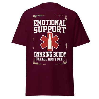 Emotional Support Drinking Buddy T-Shirt - Funny Beer Tee - Maroon - T-Shirts Online