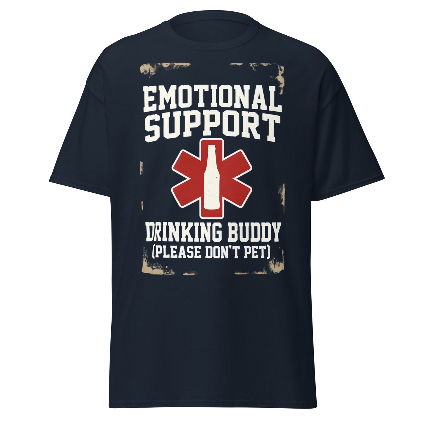 Emotional Support Drinking Buddy T-Shirt - Funny Beer Tee - Navy - T-Shirts Online
