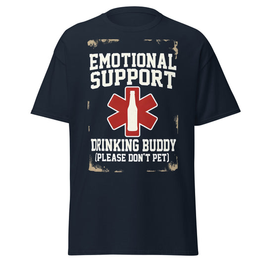 Emotional Support Drinking Buddy T-Shirt - Funny Beer Tee - Navy - T-Shirts Online