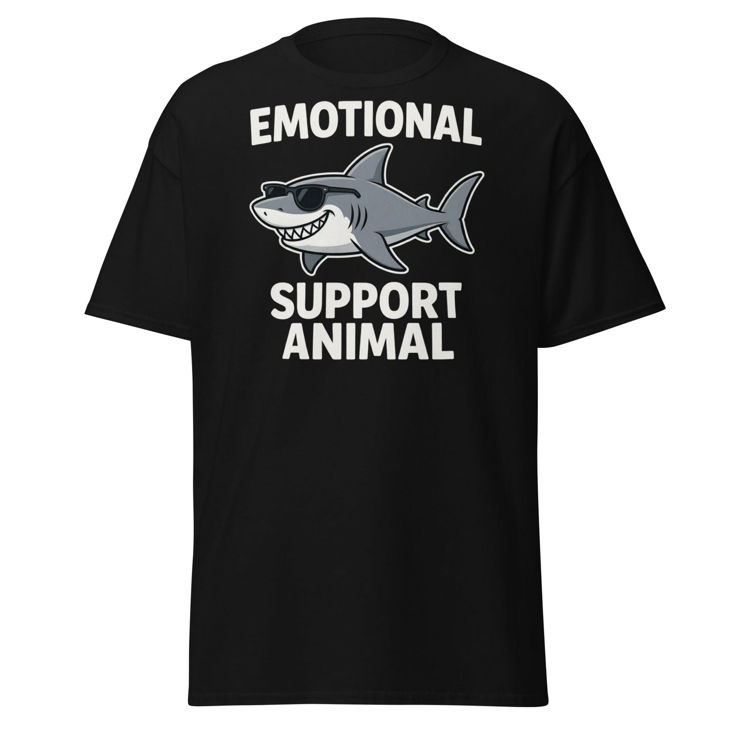Emotional Support Shark T-Shirt - Funny Cool Shark Tee - Black - T-Shirts Online