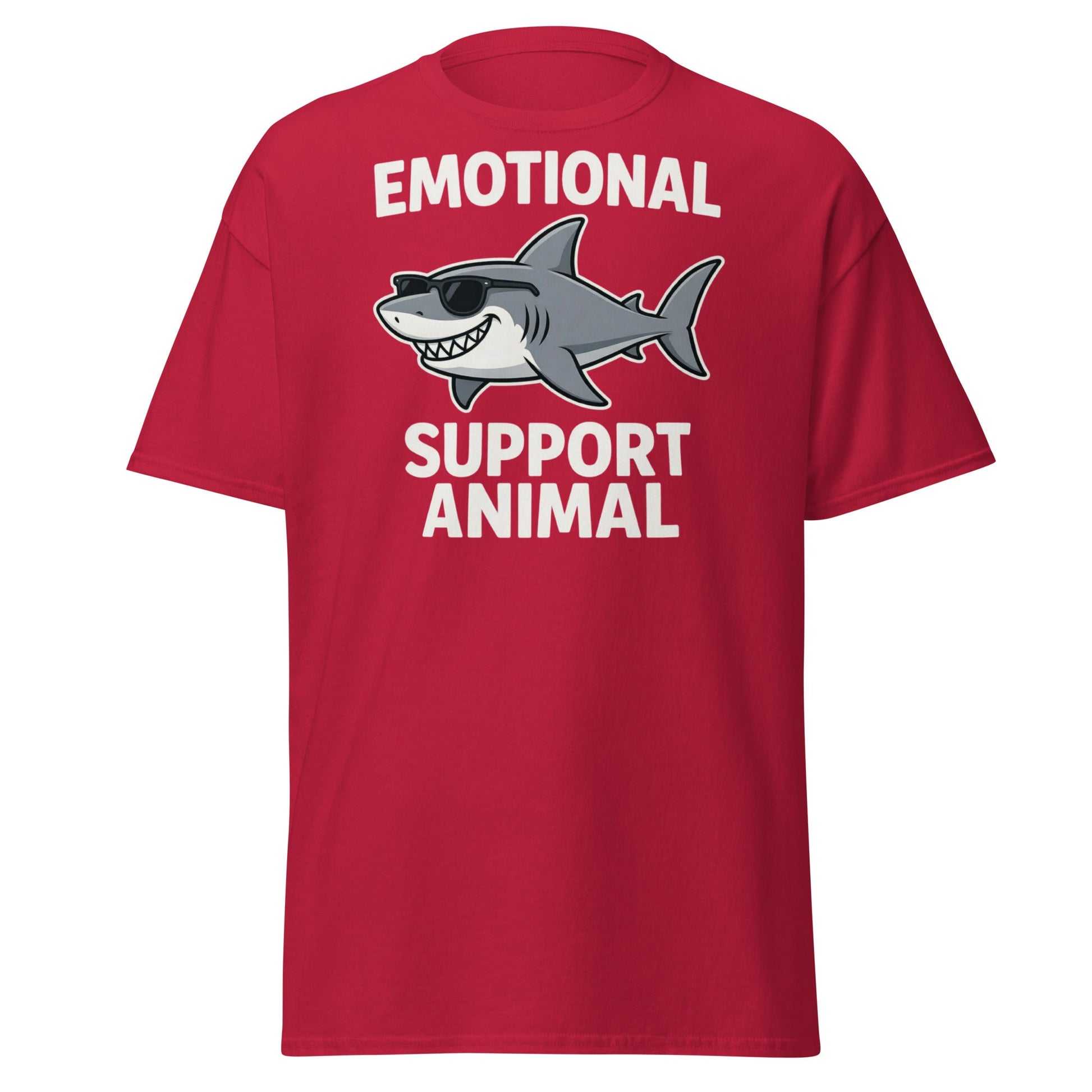 Emotional Support Shark T-Shirt - Funny Cool Shark Tee - Cardinal - T-Shirts Online