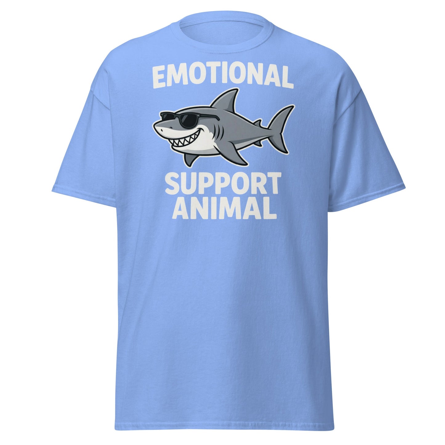Emotional Support Shark T-Shirt - Funny Cool Shark Tee - Carolina Blue - T-Shirts Online