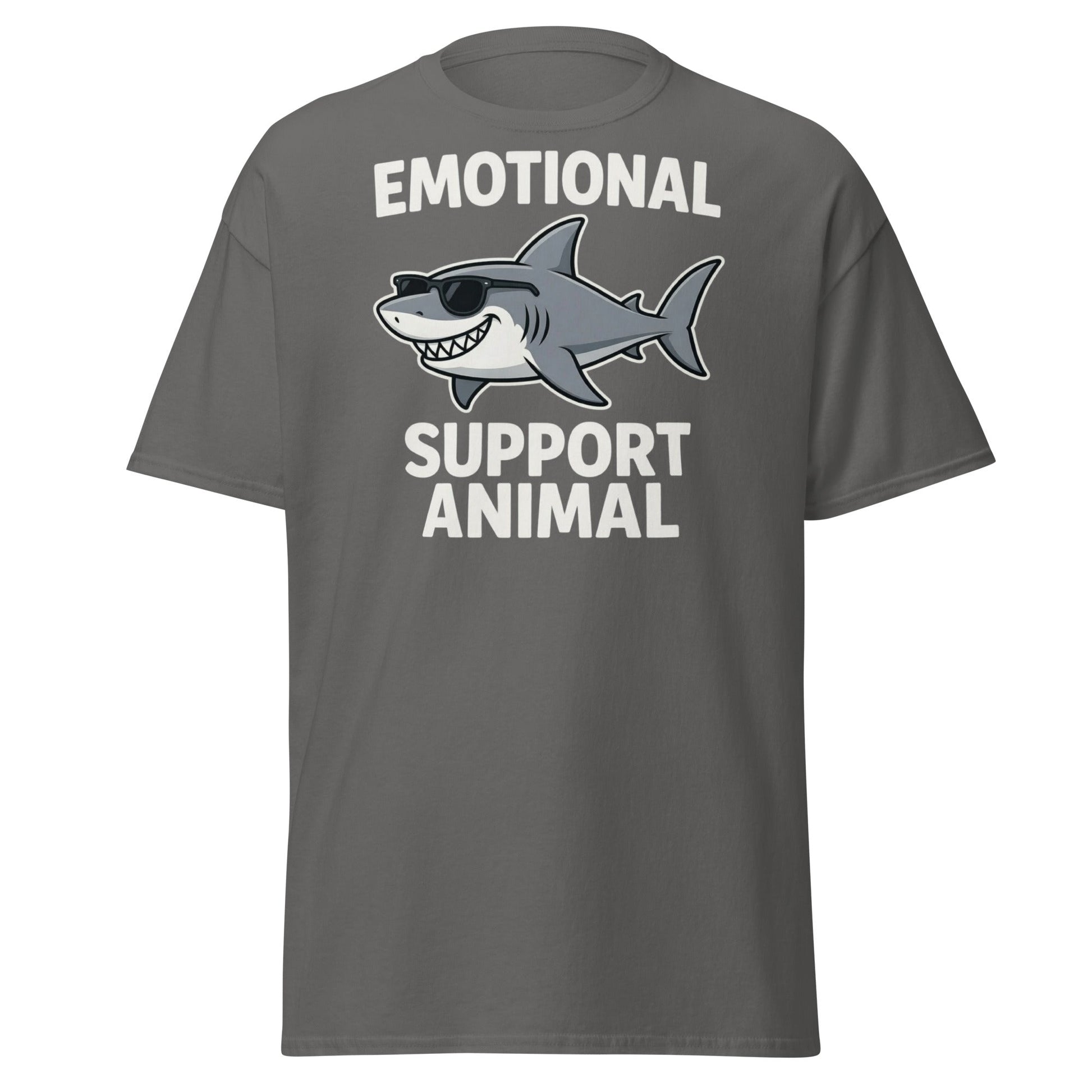 Emotional Support Shark T-Shirt - Funny Cool Shark Tee - Charcoal - T-Shirts Online