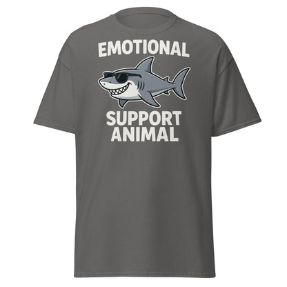 Emotional Support Shark T-Shirt - Funny Cool Shark Tee - Charcoal - T-Shirts Online