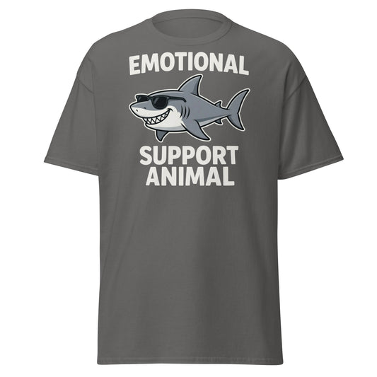 Emotional Support Shark T-Shirt - Funny Cool Shark Tee - Charcoal - T-Shirts Online