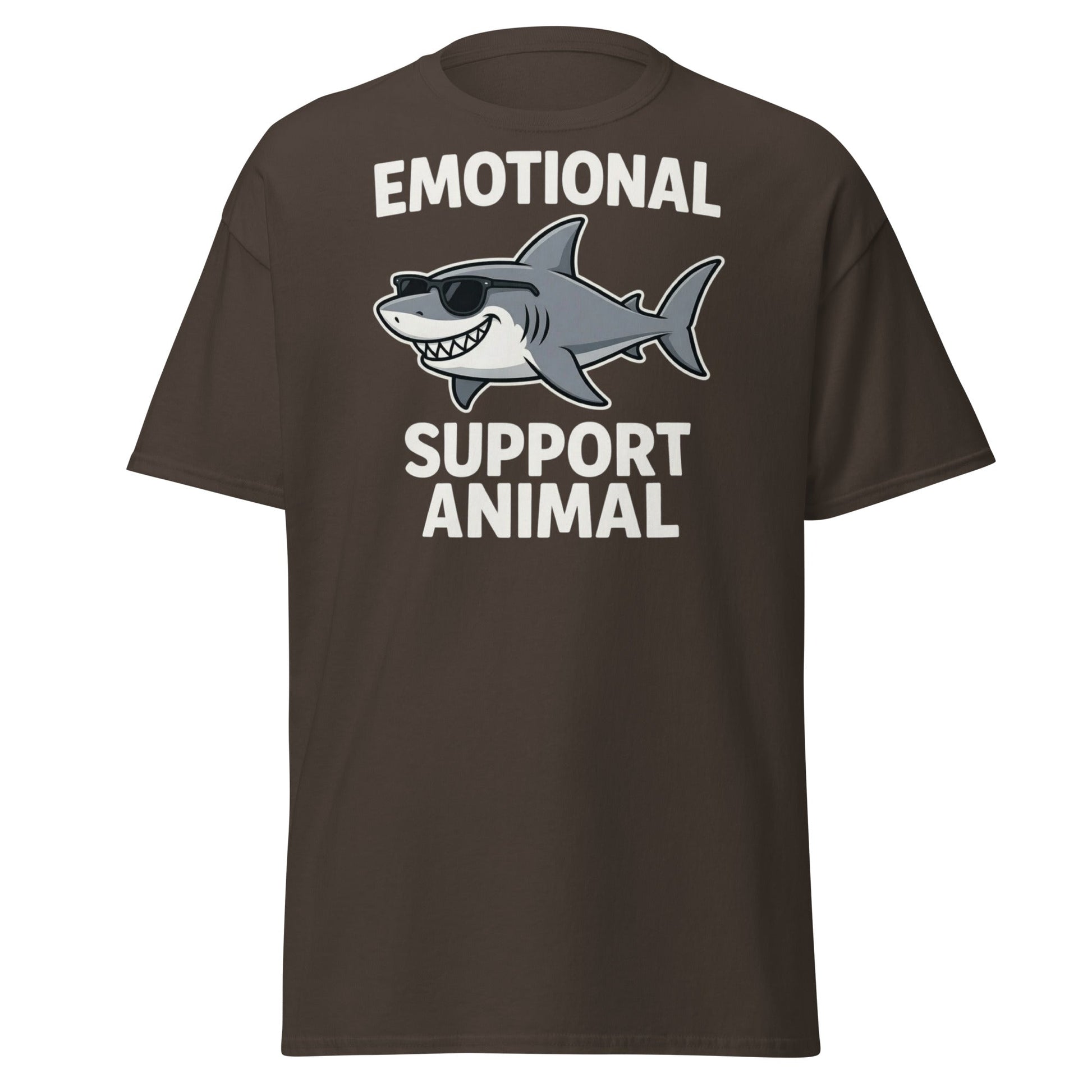 Emotional Support Shark T-Shirt - Funny Cool Shark Tee - Dark Chocolate - T-Shirts Online