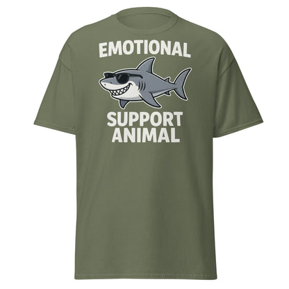 Emotional Support Shark T-Shirt - Funny Cool Shark Tee - Military Green - T-Shirts Online