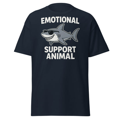 Emotional Support Shark T-Shirt - Funny Cool Shark Tee - Navy - T-Shirts Online