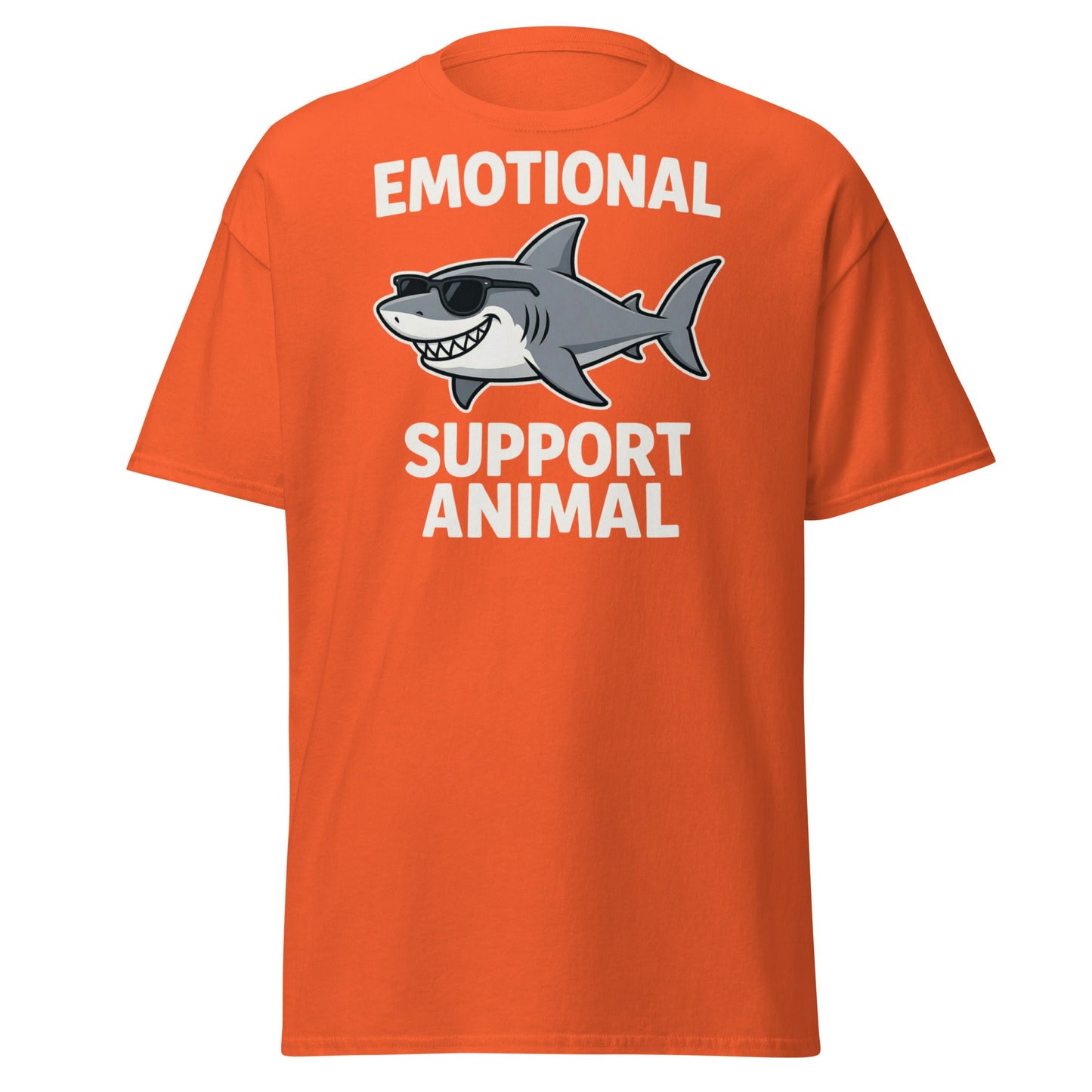 Emotional Support Shark T-Shirt - Funny Cool Shark Tee - Orange - T-Shirts Online