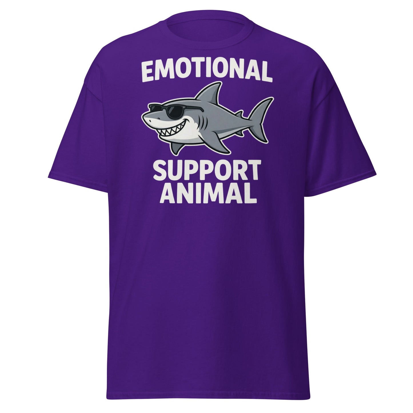 Emotional Support Shark T-Shirt - Funny Cool Shark Tee - Purple - T-Shirts Online