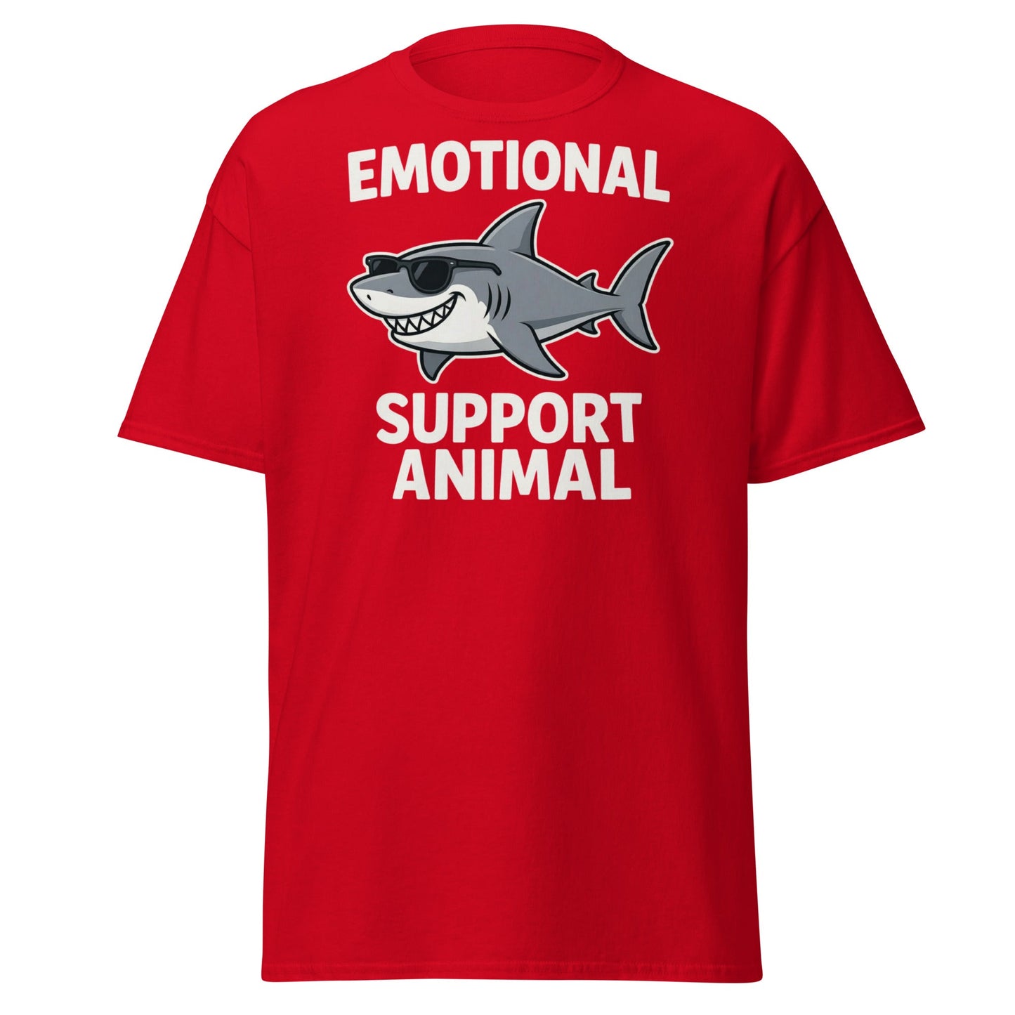 Emotional Support Shark T-Shirt - Funny Cool Shark Tee - Red - T-Shirts Online