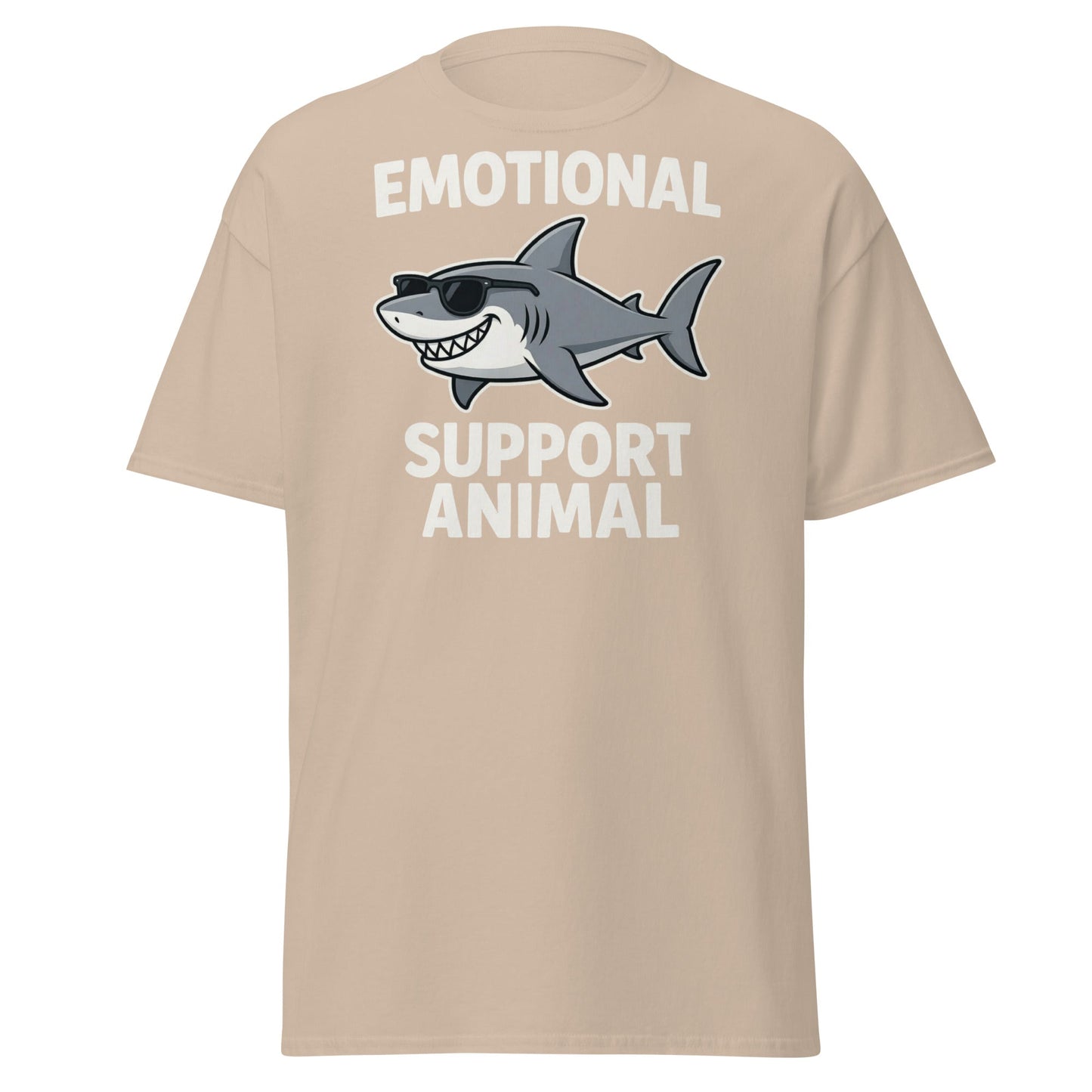 Emotional Support Shark T-Shirt - Funny Cool Shark Tee - Sand - T-Shirts Online