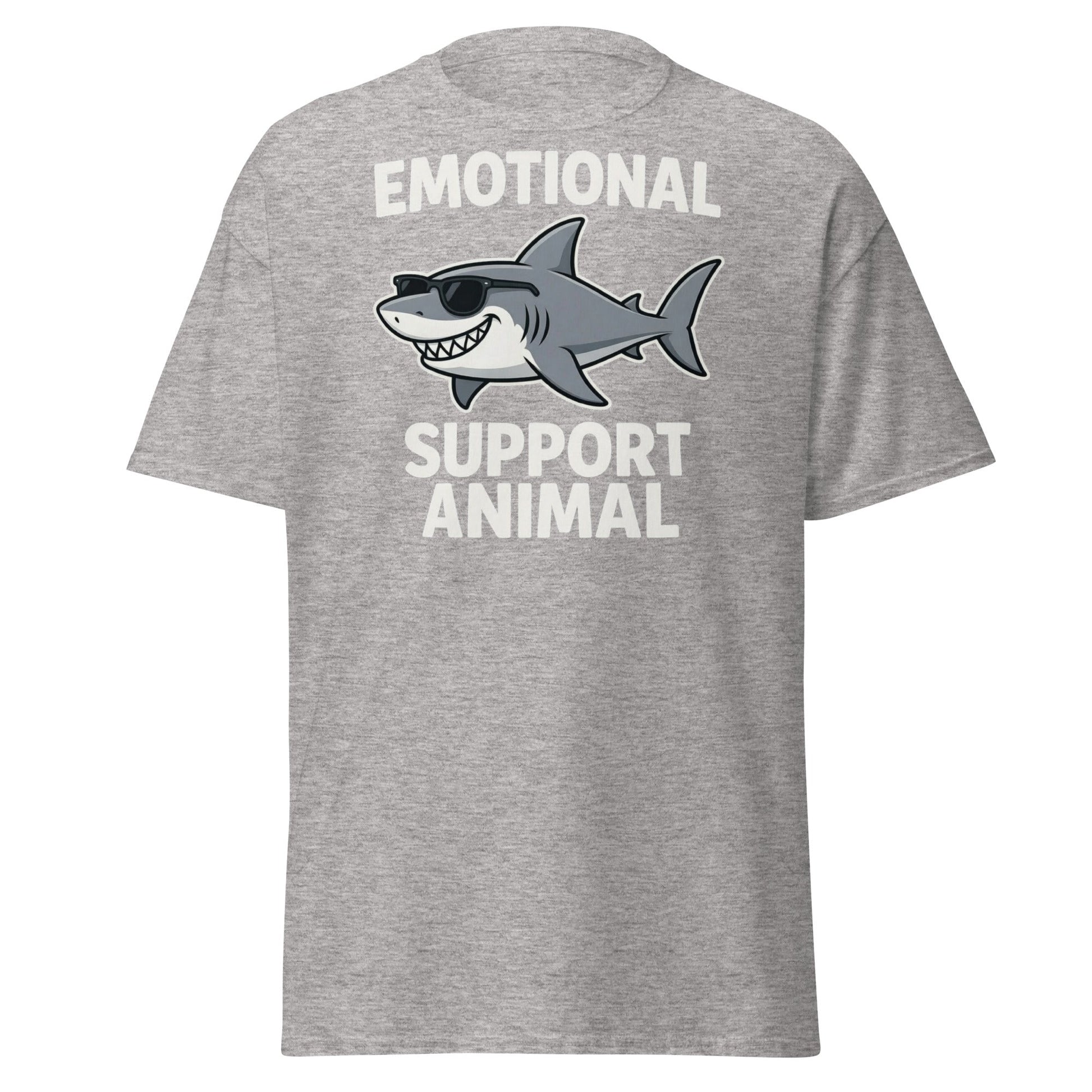 Emotional Support Shark T-Shirt - Funny Cool Shark Tee - Sport Grey - T-Shirts Online