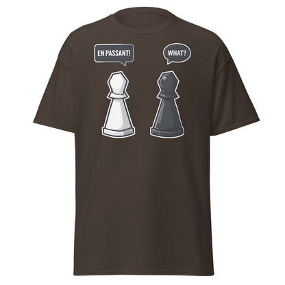 En Passant Chess Meme T-Shirt - Funny Strategy Pawn Tee - Dark Chocolate - T-Shirts Online