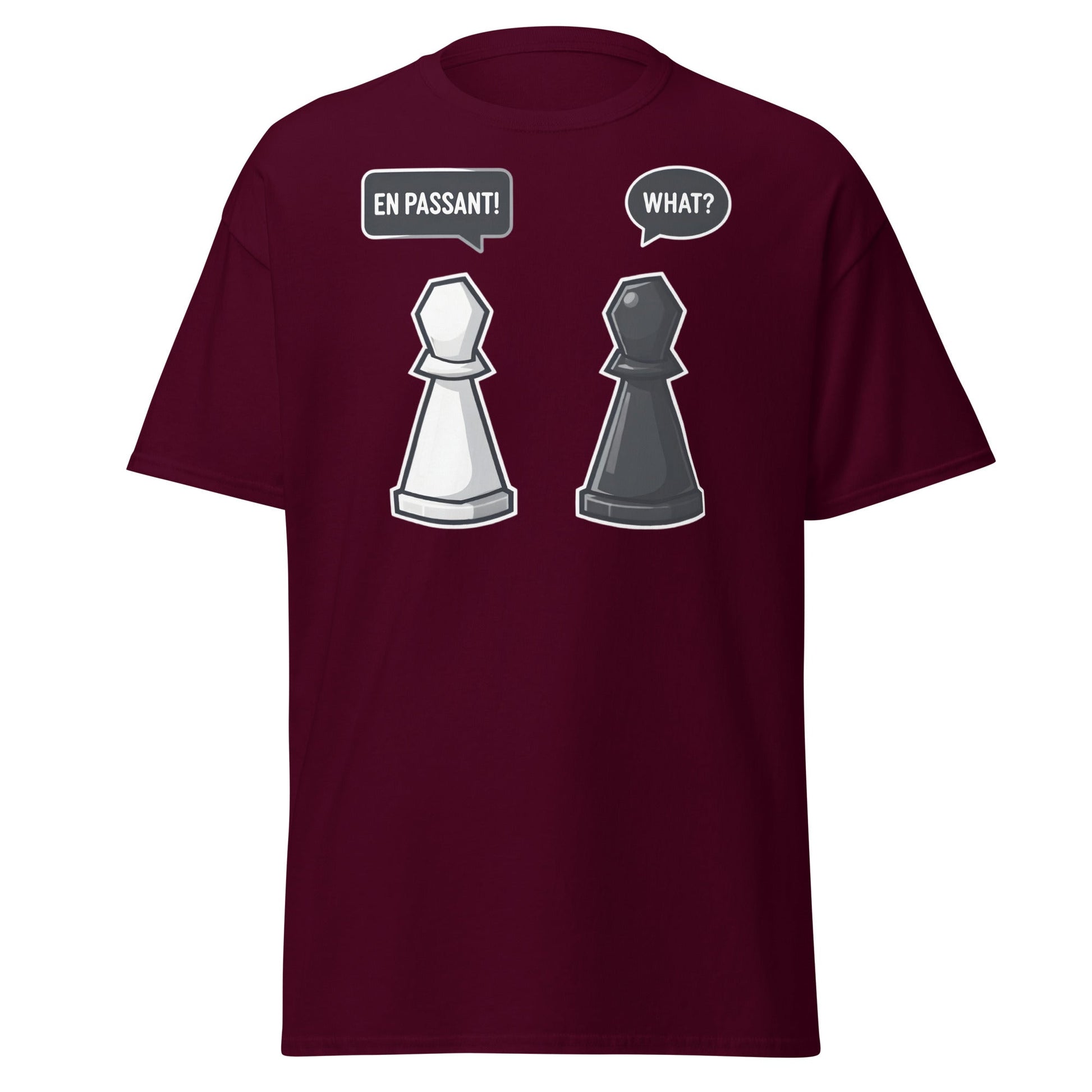 En Passant Chess Meme T-Shirt - Funny Strategy Pawn Tee - Maroon - T-Shirts Online