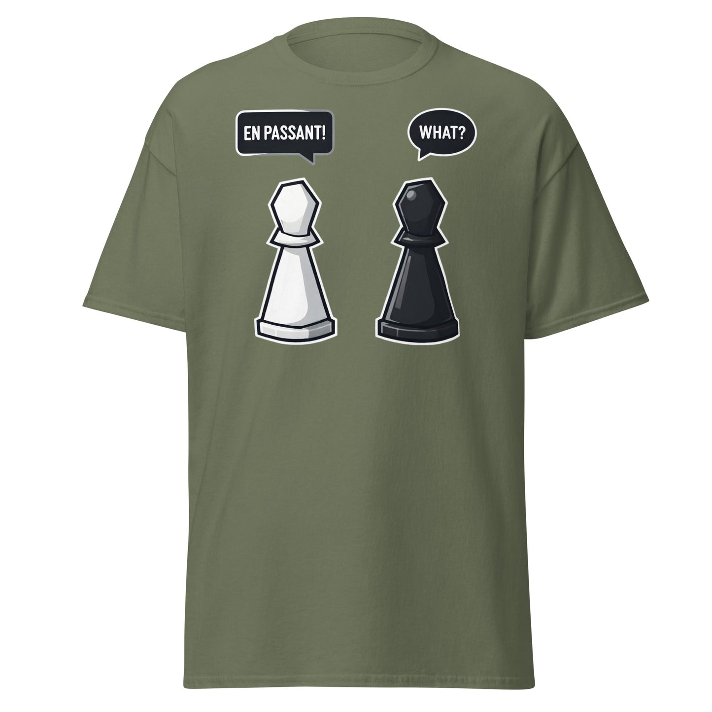 En Passant Chess Meme T-Shirt - Funny Strategy Pawn Tee - Military Green - T-Shirts Online