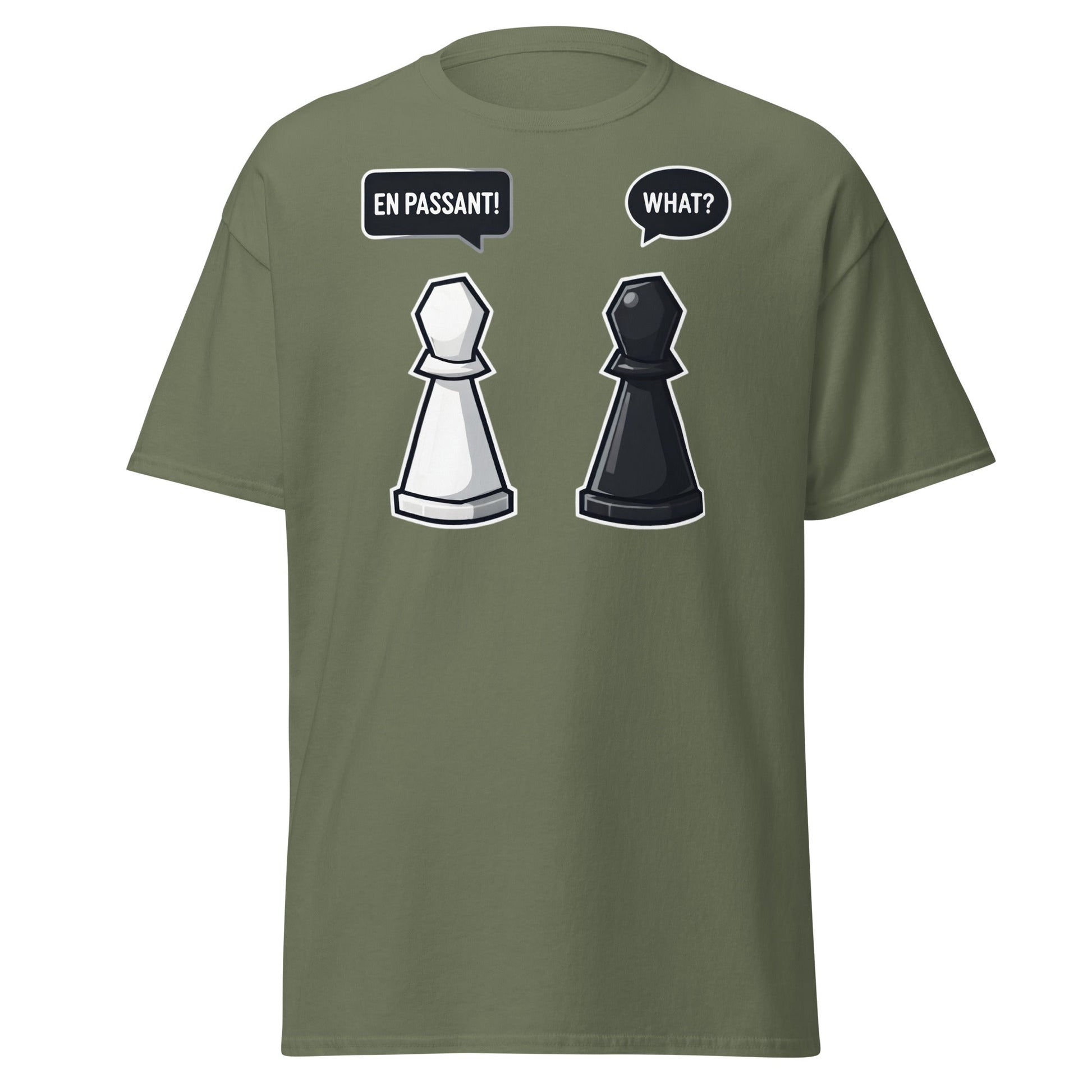 En Passant Chess Meme T-Shirt - Funny Strategy Pawn Tee - Military Green - T-Shirts Online