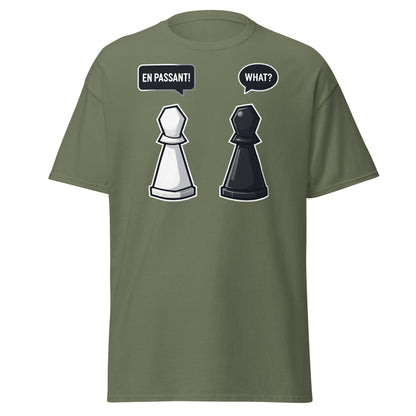 En Passant Chess Meme T-Shirt - Funny Strategy Pawn Tee - Military Green - T-Shirts Online