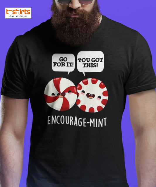 Encourage - Mint T-Shirt | Cute Pun Peppermint Tee - Black - T-Shirts Online