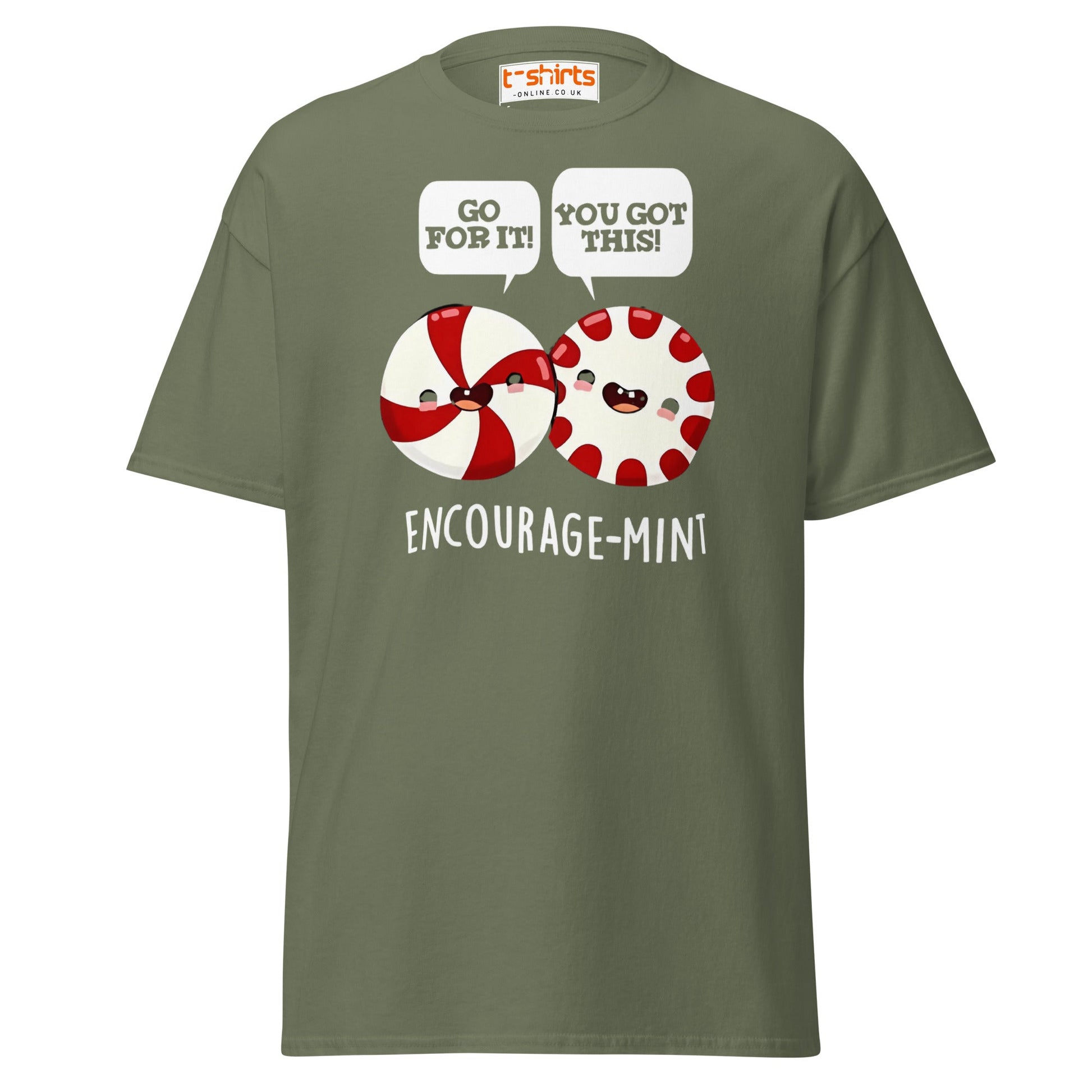 Encourage - Mint T-Shirt | Cute Pun Peppermint Tee - Military Green - T-Shirts Online